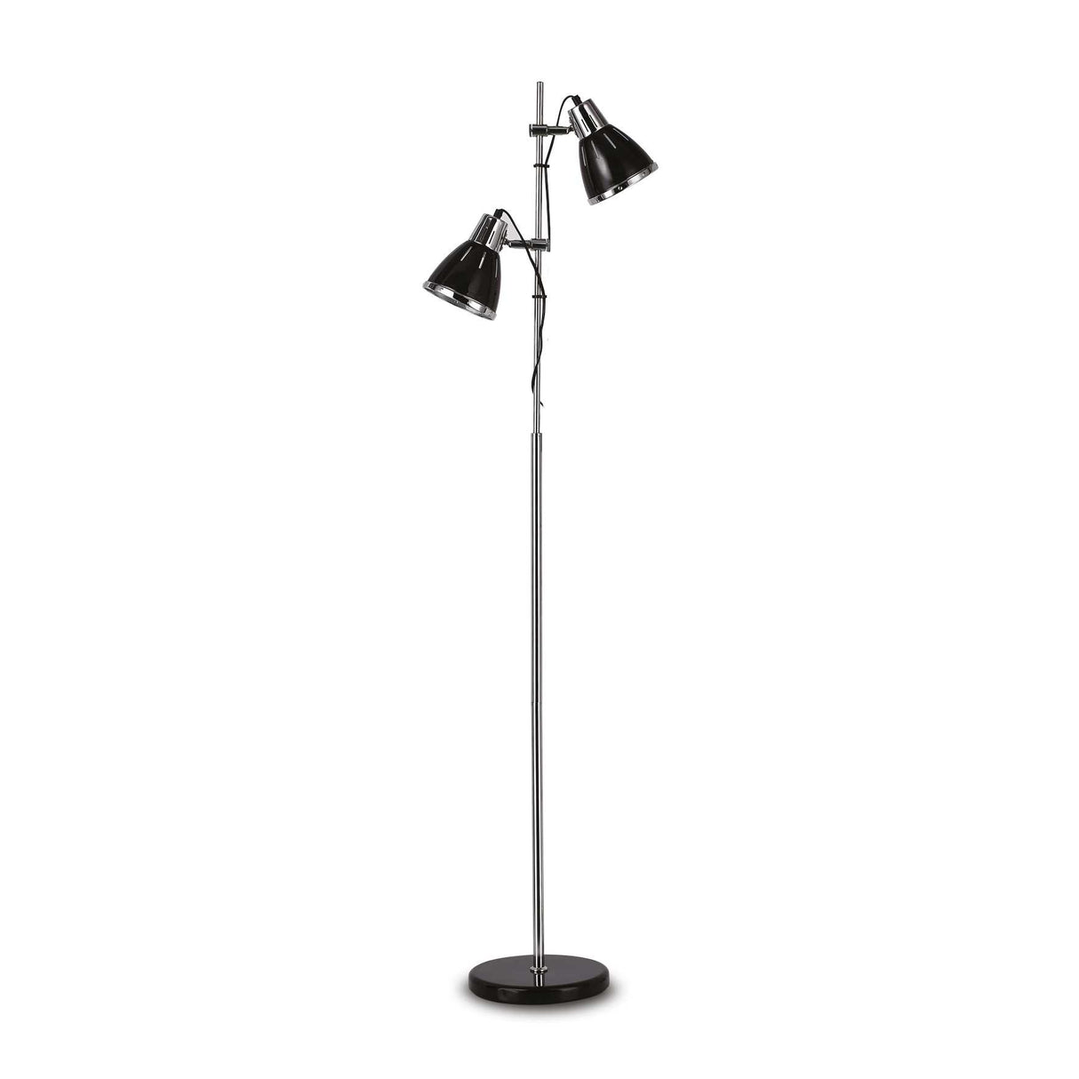 Elvis Unique Standing Floor Lamp with Dual Black Shades and Elegant Base
