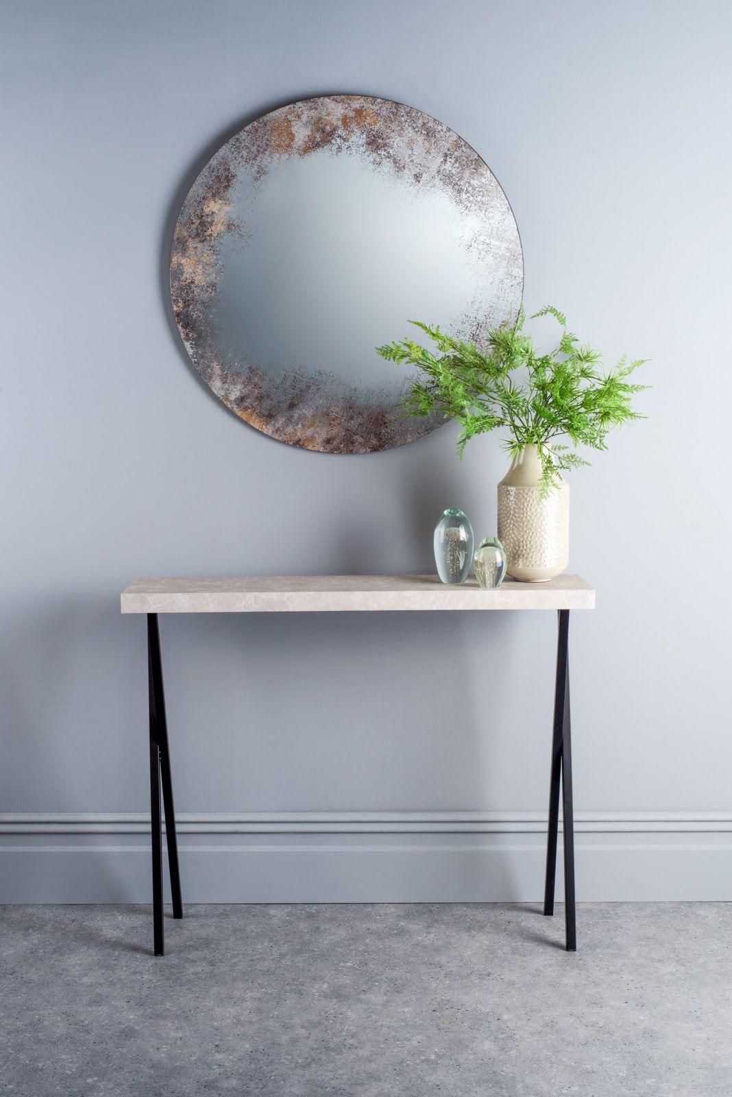 Data Console Table Light Grey Marble Effect