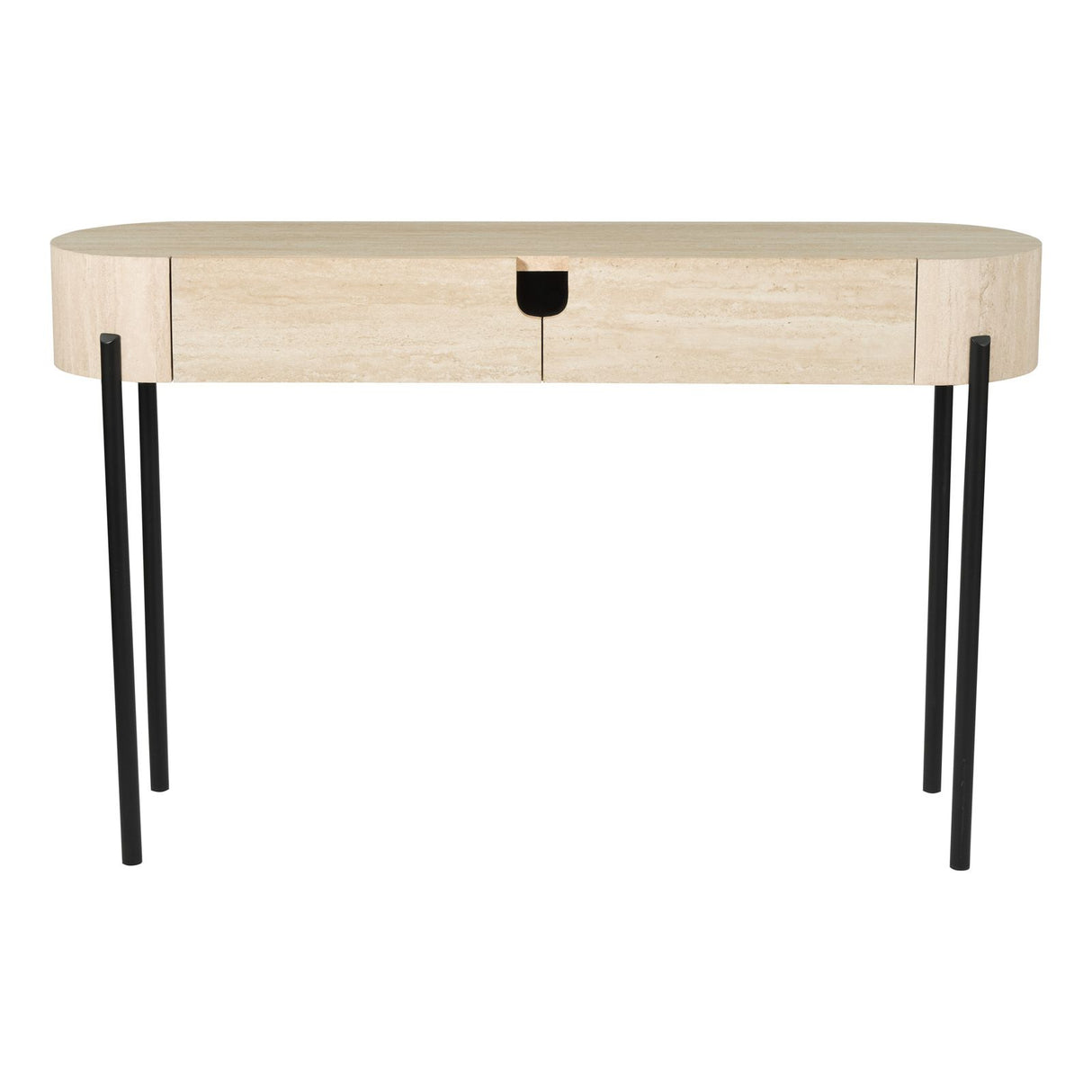 Ioana Console Table Travertine Effect and Matt Black