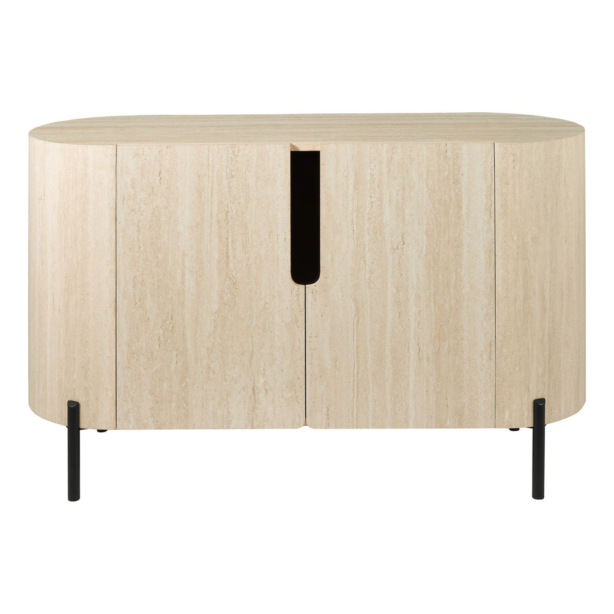 Ioana Cabinet Travertine Effect and Matt Black