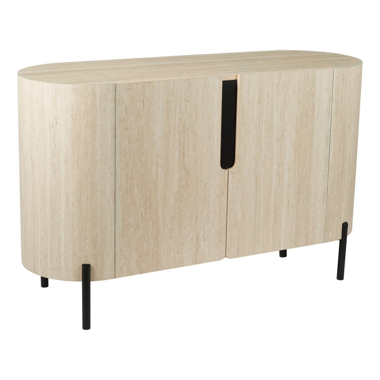 Ioana Cabinet Travertine Effect and Matt Black
