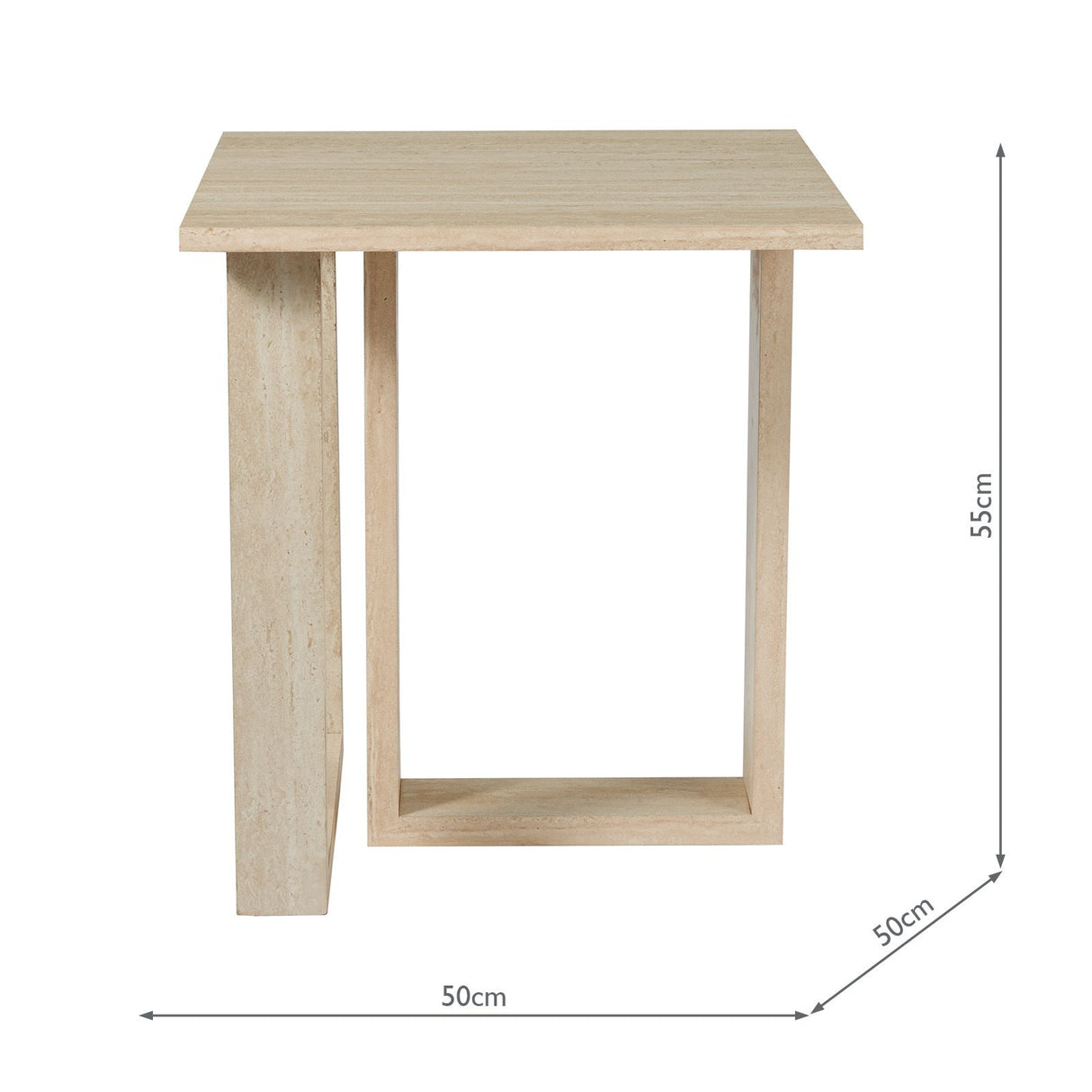 Prue Side Table Travertine Effect