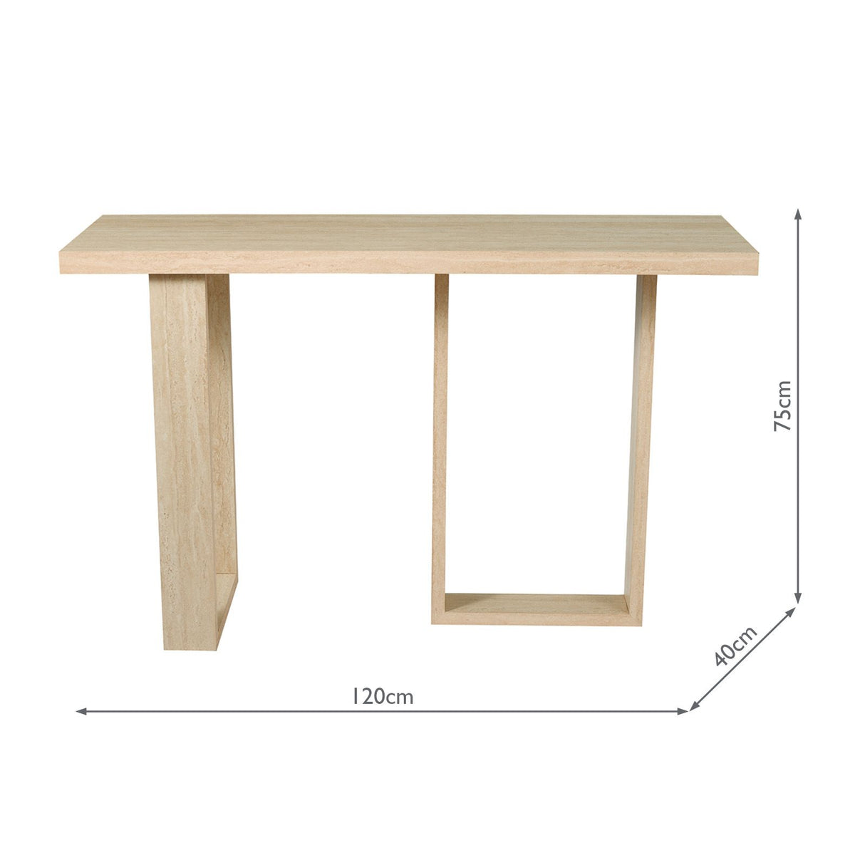 Prue Console Table Travertine Effect