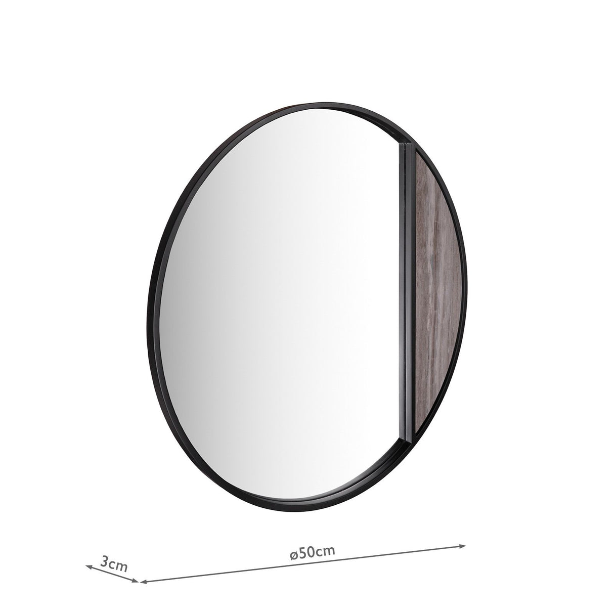 Rasmus Mirror Brown Stone Effect and Matt Black 50cm