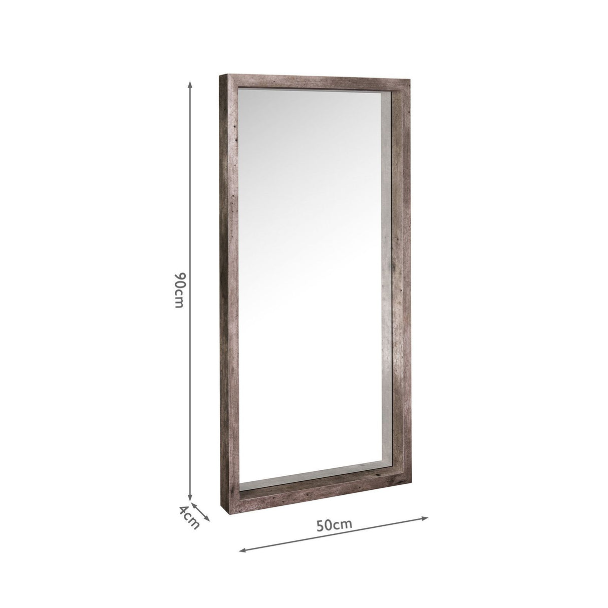 Rocco Mirror Distressed Concrete Effect 90 X 50cm