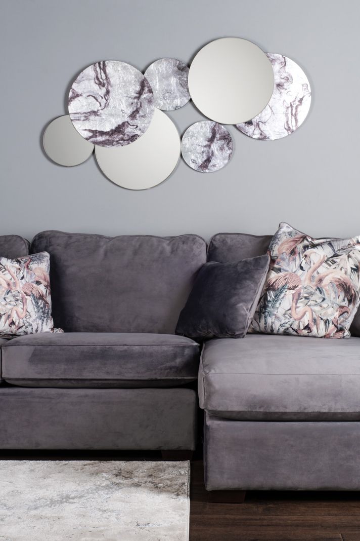 Meco Rectangle Mirror Black Marble Effect 120 x 70cm