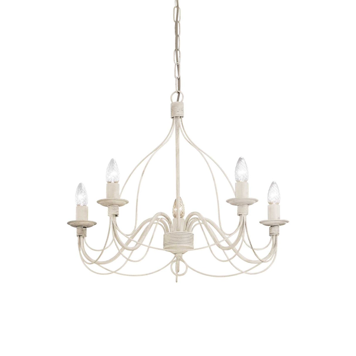 Elegant White Antico 5-Light Pendant Chandelier
