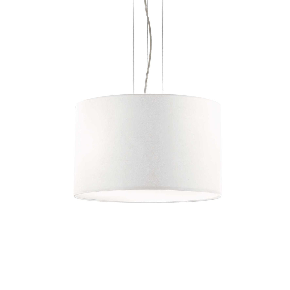 Modern White Drum Shade Chandelier with Adjustable Height