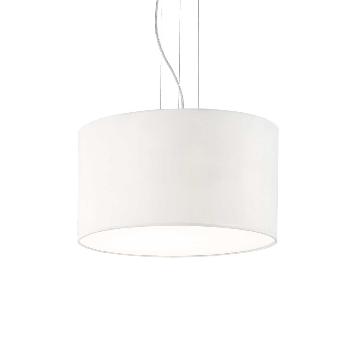Modern 5-Light Circular Drum Pendant in White, Adjustable Height