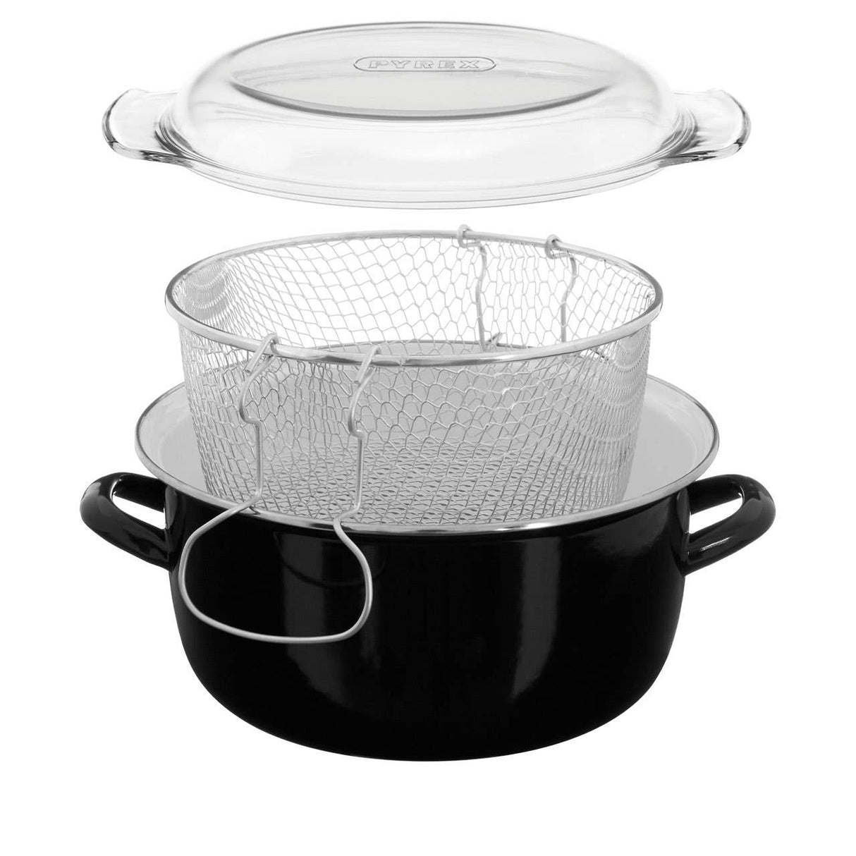 Telo Black Enamel On Steel Deep Fryer