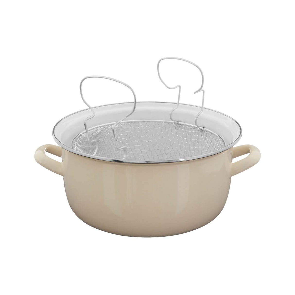 Telo Cream Enamel On Steel Deep Fryer