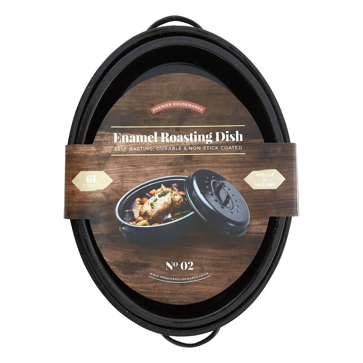 Carvara Black Enamel Large Casserole Dish