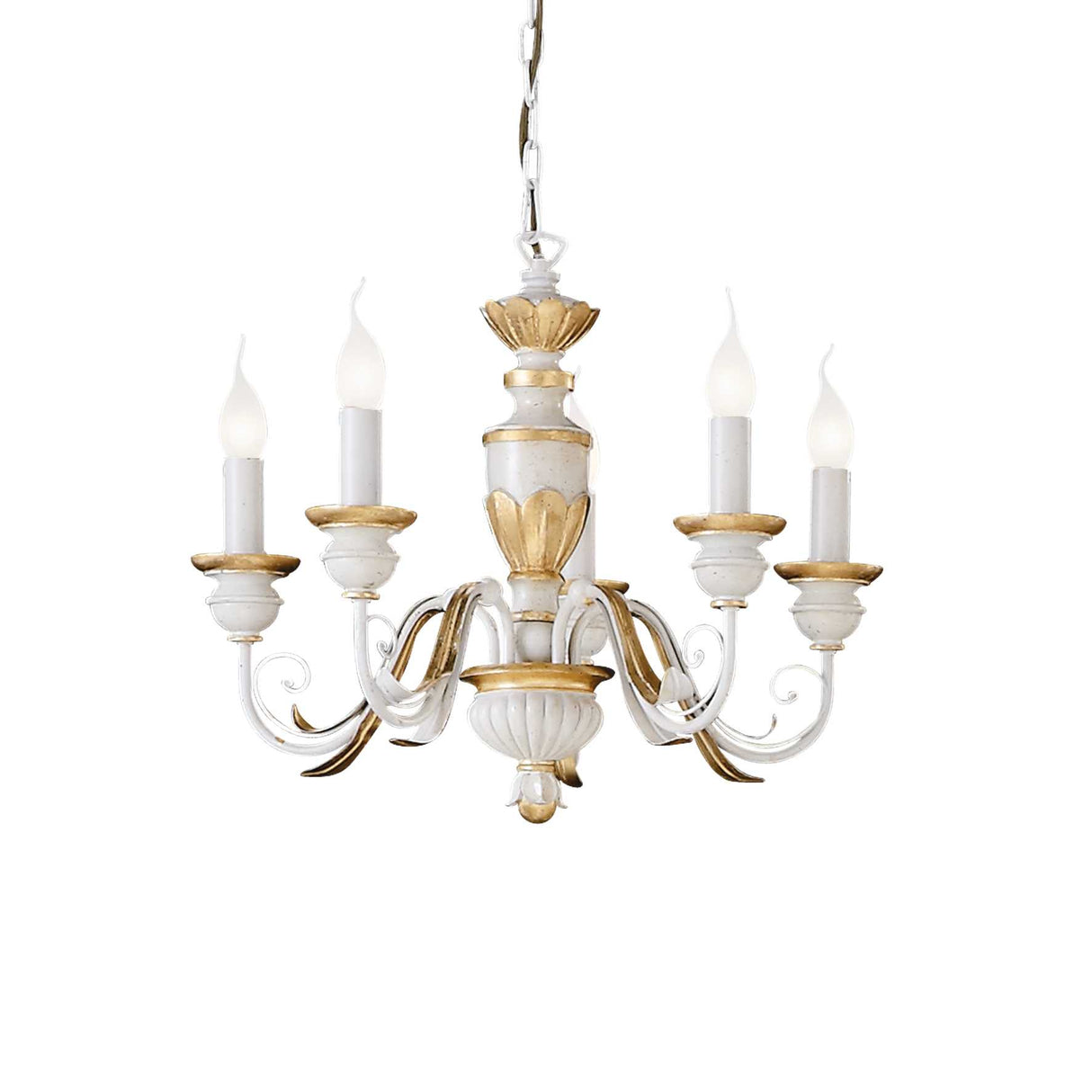 Elegant Firenze Classic Five-Light Chandelier in White and Gold