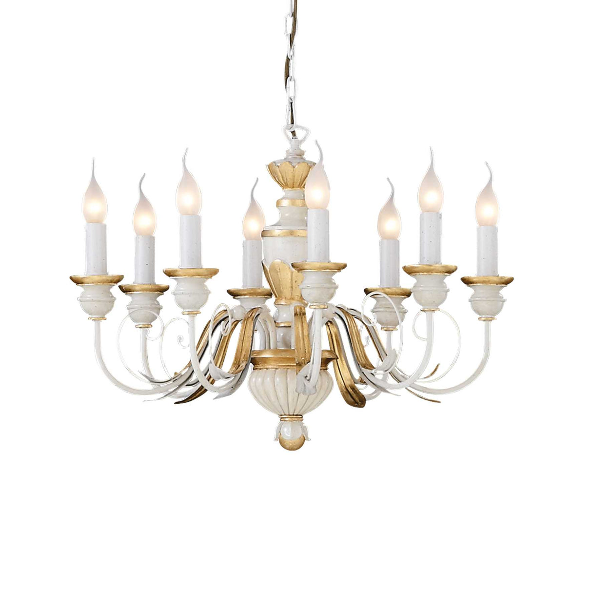 Firenze Opulent White and Gold 8-Light Classic Chandelier