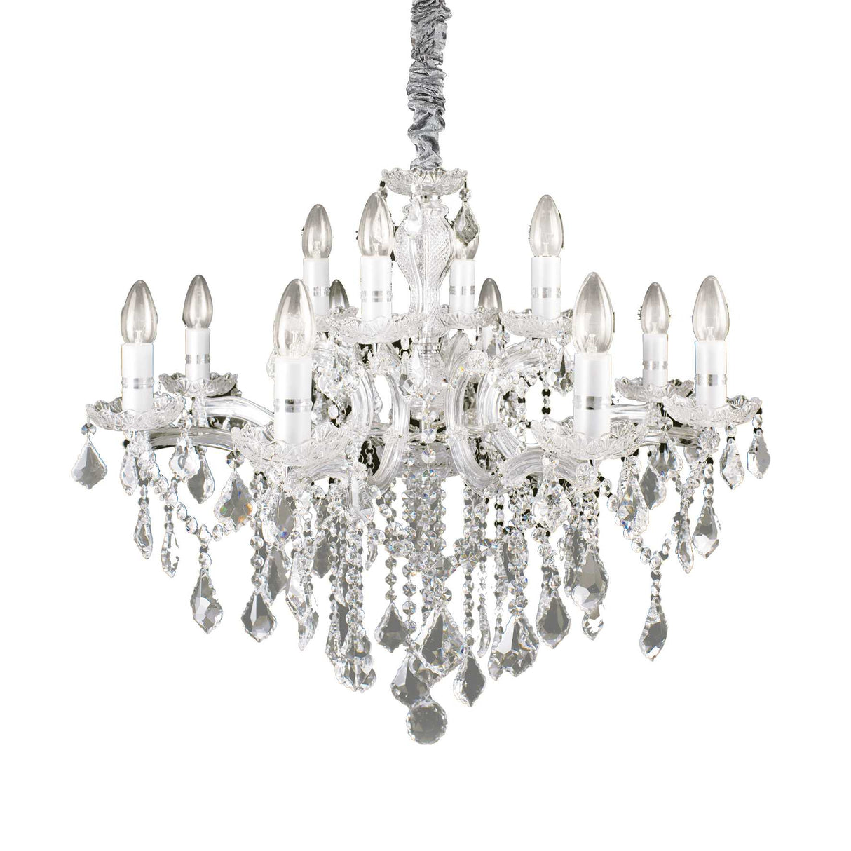 Elegant Florian 12-Light Crystal Chandelier in Chrome Finish