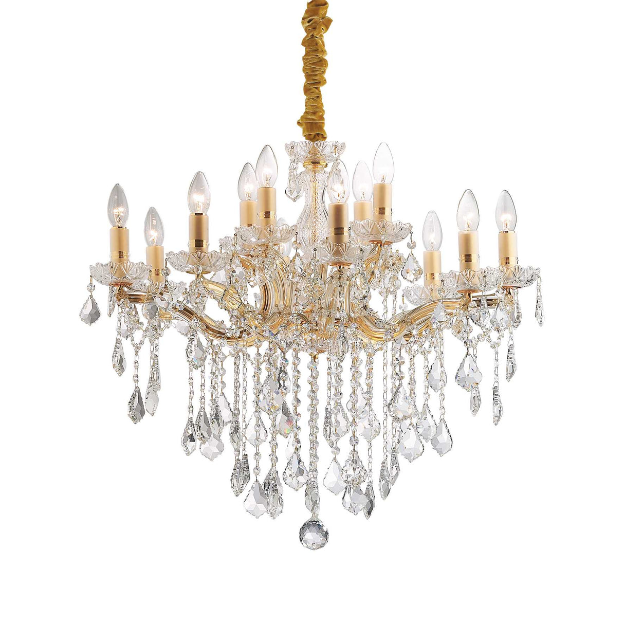 Florian Luxe Gold Crystal Chandelier with 12 Radiant Lights