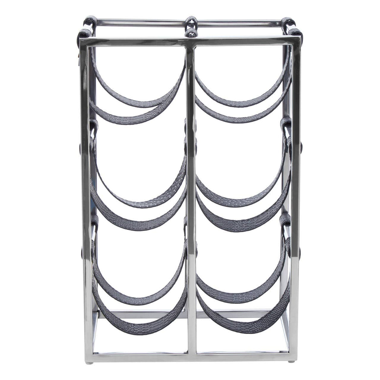 Mixology Six Bottle Silver Finish Wine Rack