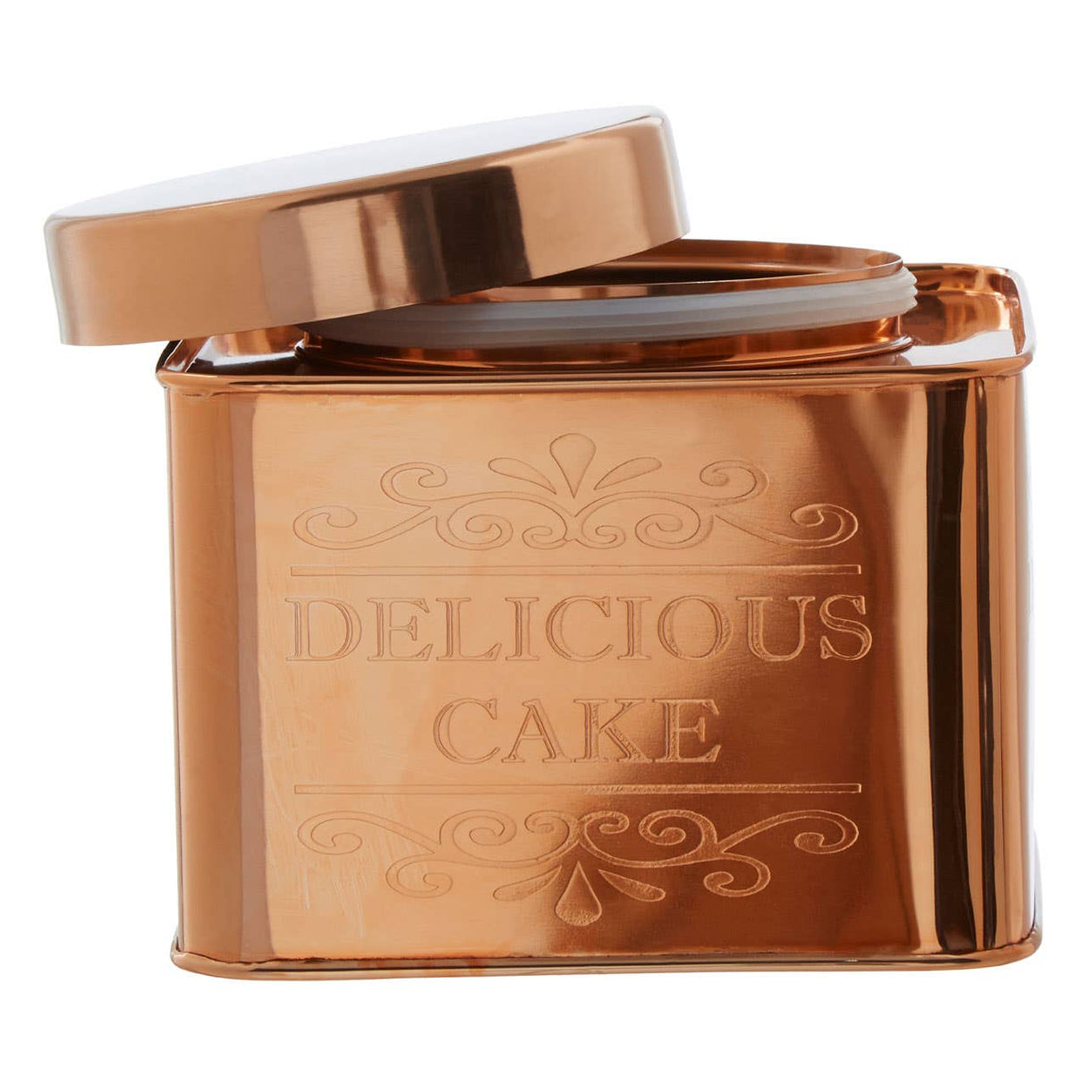 Chai Square Copper Finish Cake Canister