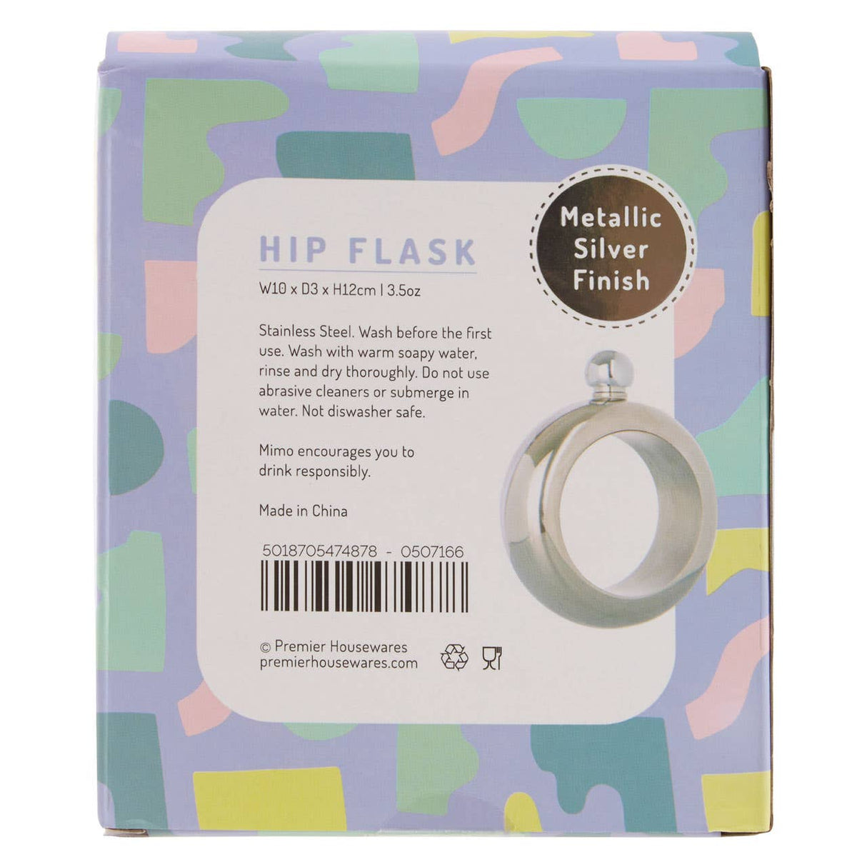 Mimo Silver Finish Bijoux Hip Flask