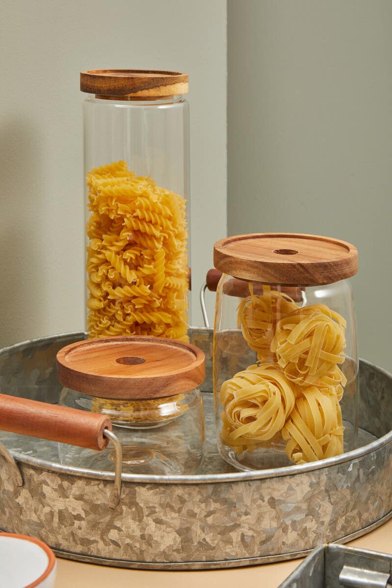 Drummond Round Tray With Wood Handle