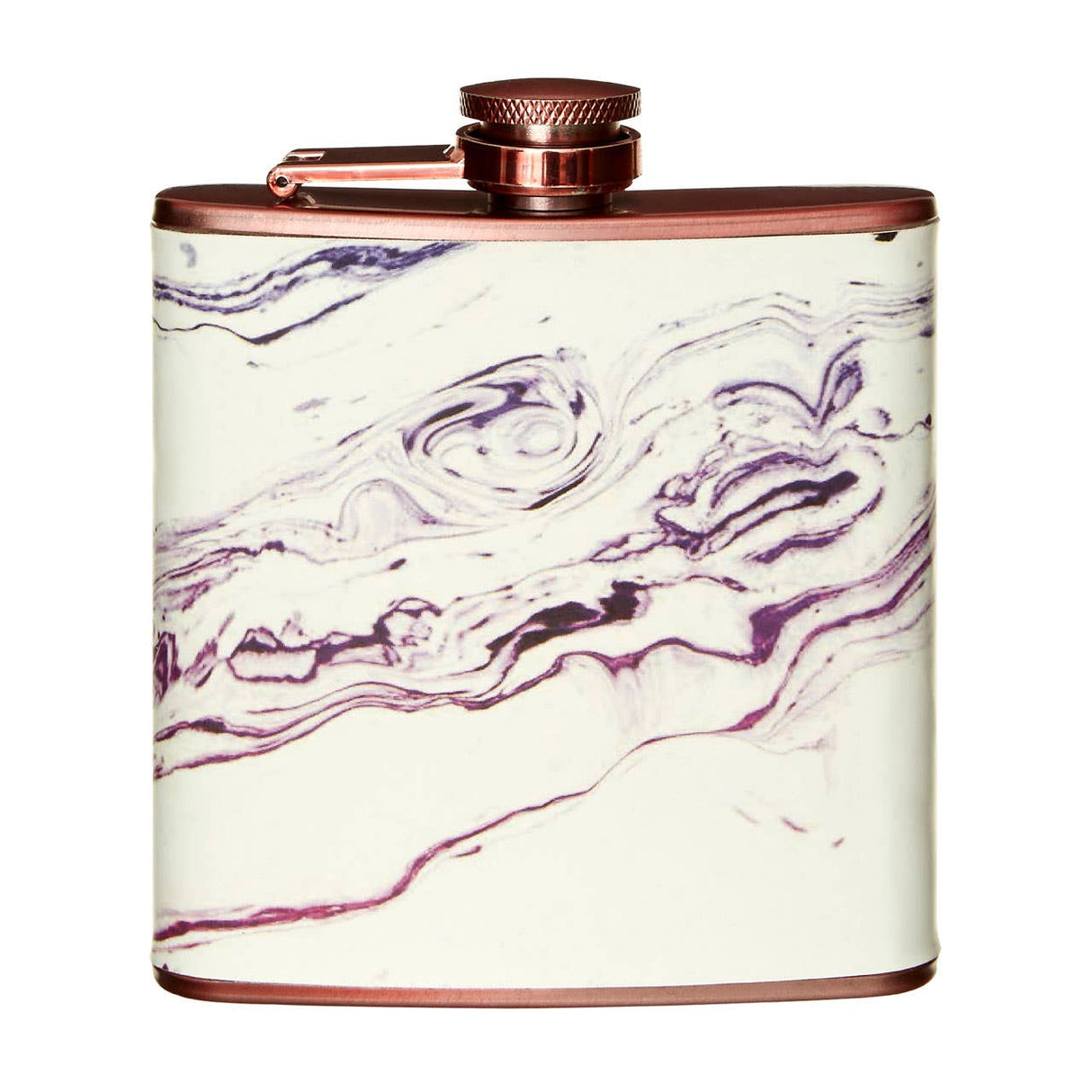 Auden Marble Effect Rose Gold Hip Flask