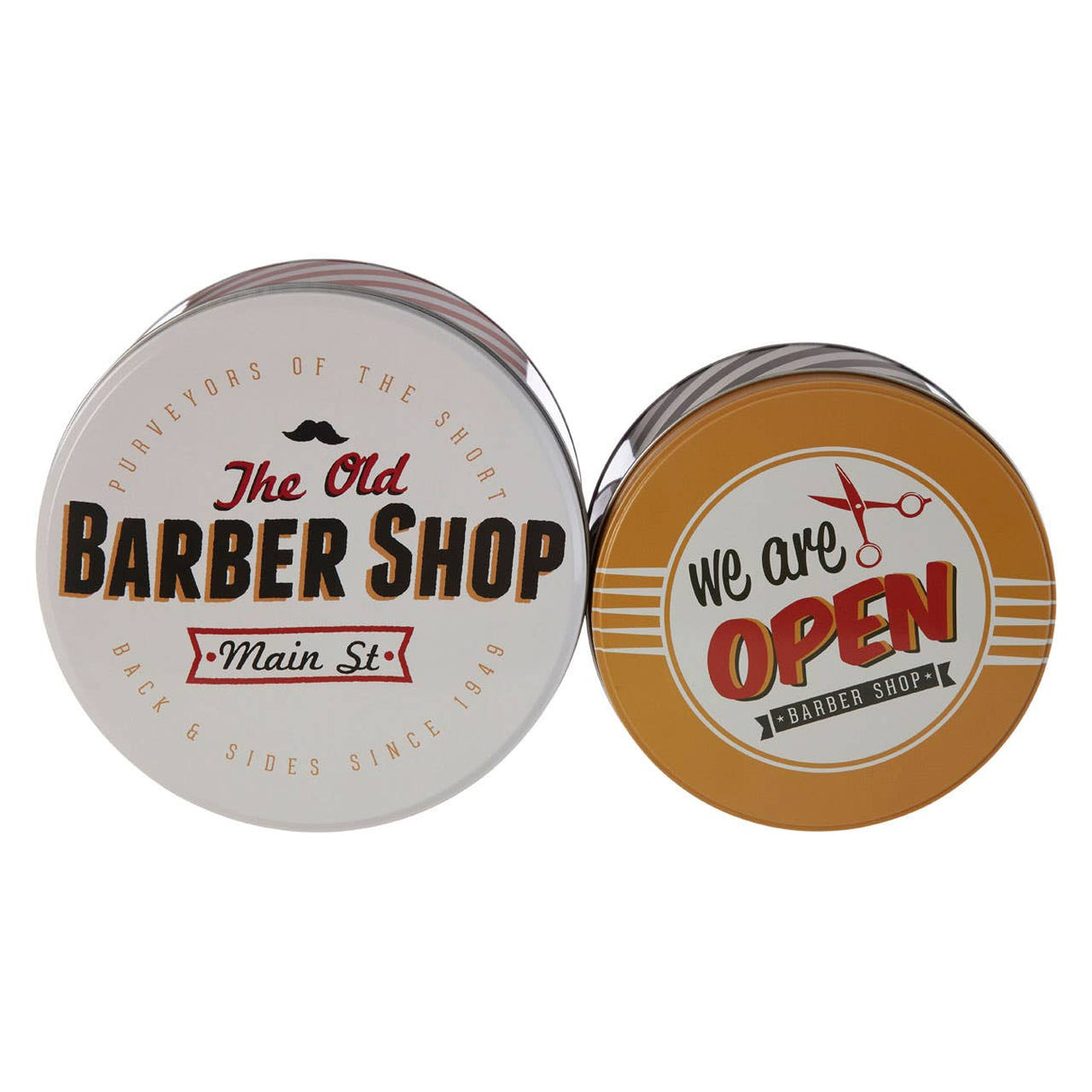 Barber Shop Storage Tins - Set of 2