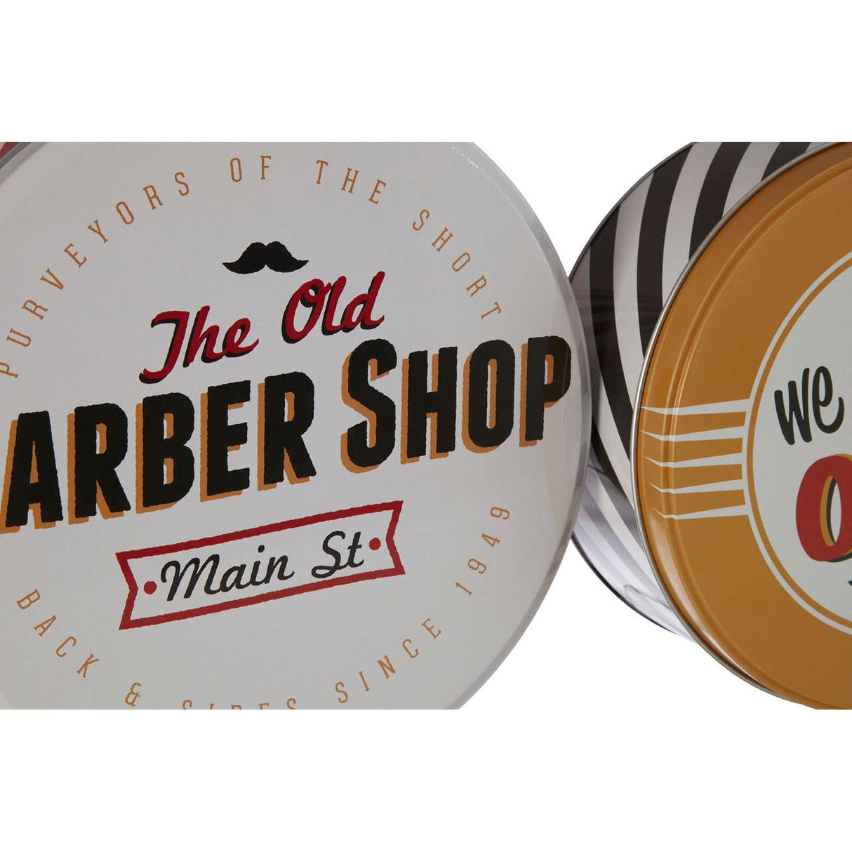 Barber Shop Storage Tins - Set of 2