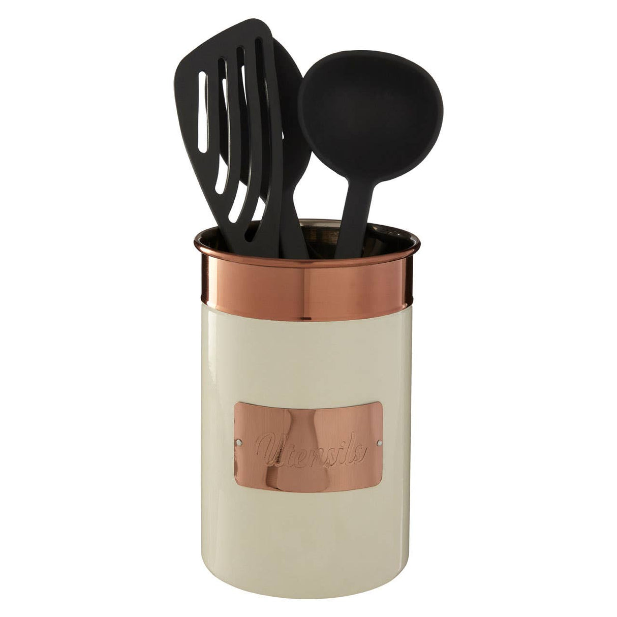 Prescott Cream And Copper Utensil Holder