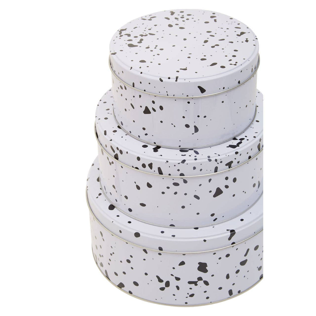 Set Of Three Speckled Storage Tins