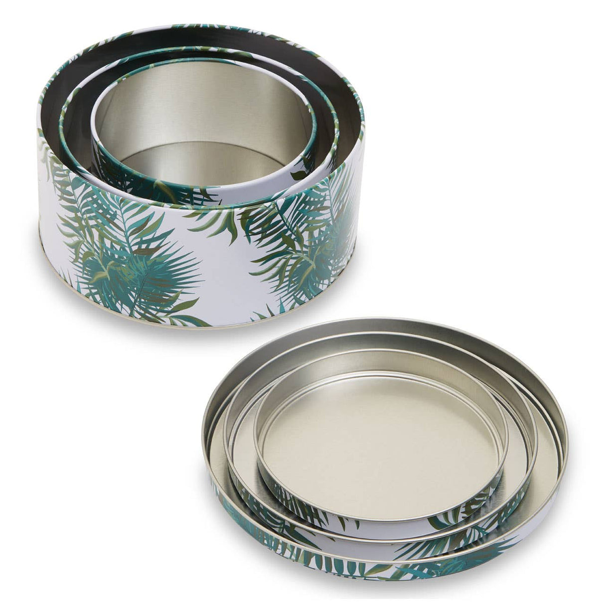 Set Of Three Palm Storage Tins
