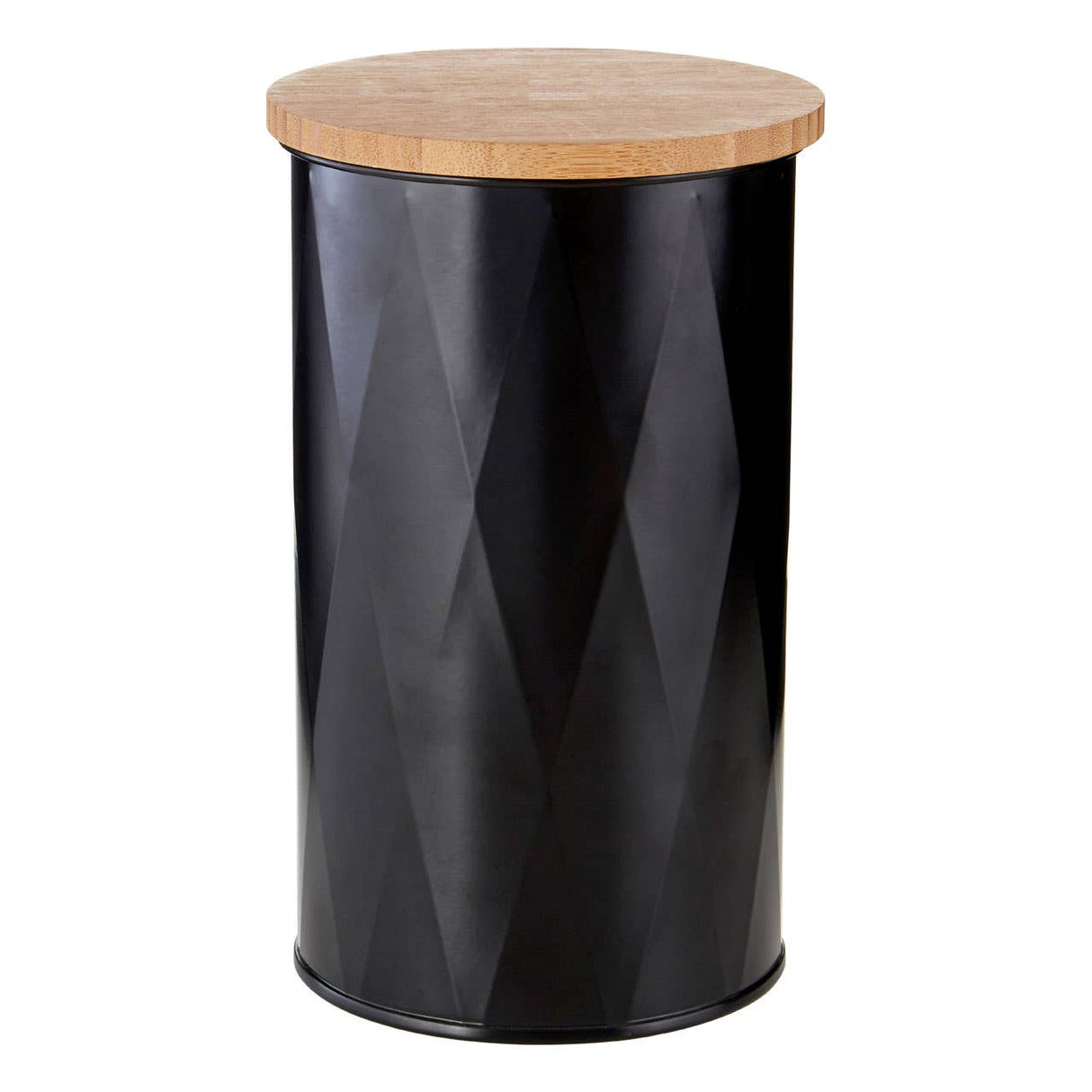 Rhombus Black Metal Medium Round Storage Canister