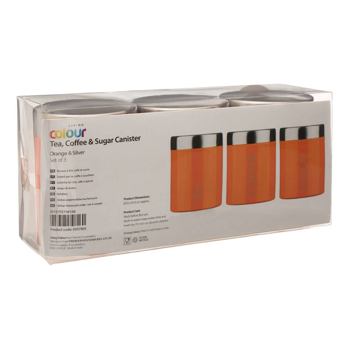 Orange Enamel Tea Coffee & Sugar Set