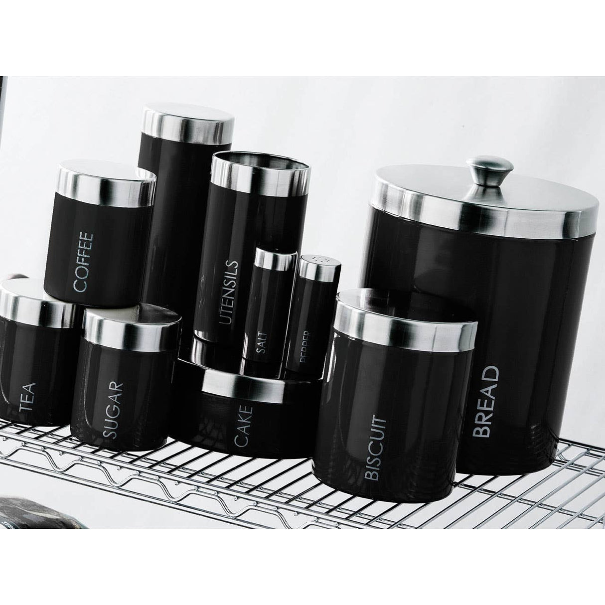 Black Enamel Biscuit Canister