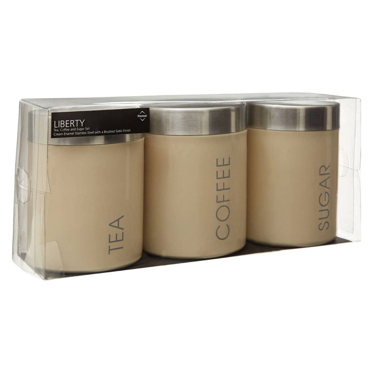 Cream Enamel Tea Coffee and Sugar Set