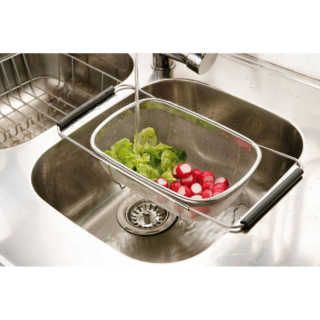 Over Sink Drainer with Expandable Black Handle
