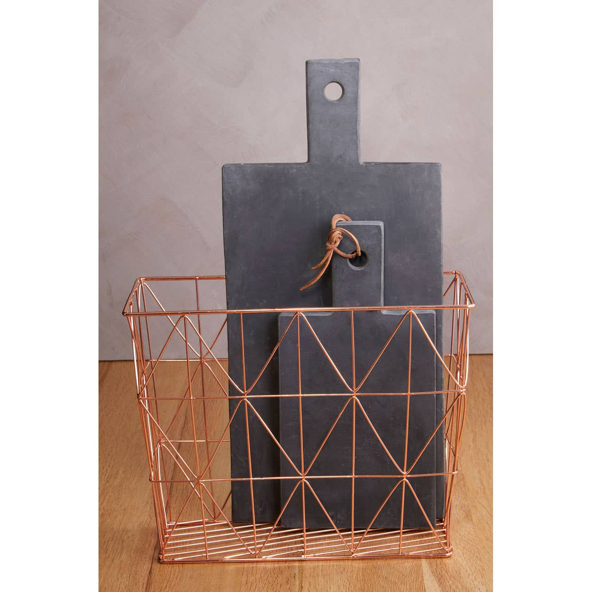 Vertex Copper Finish Zigzag Wire Basket