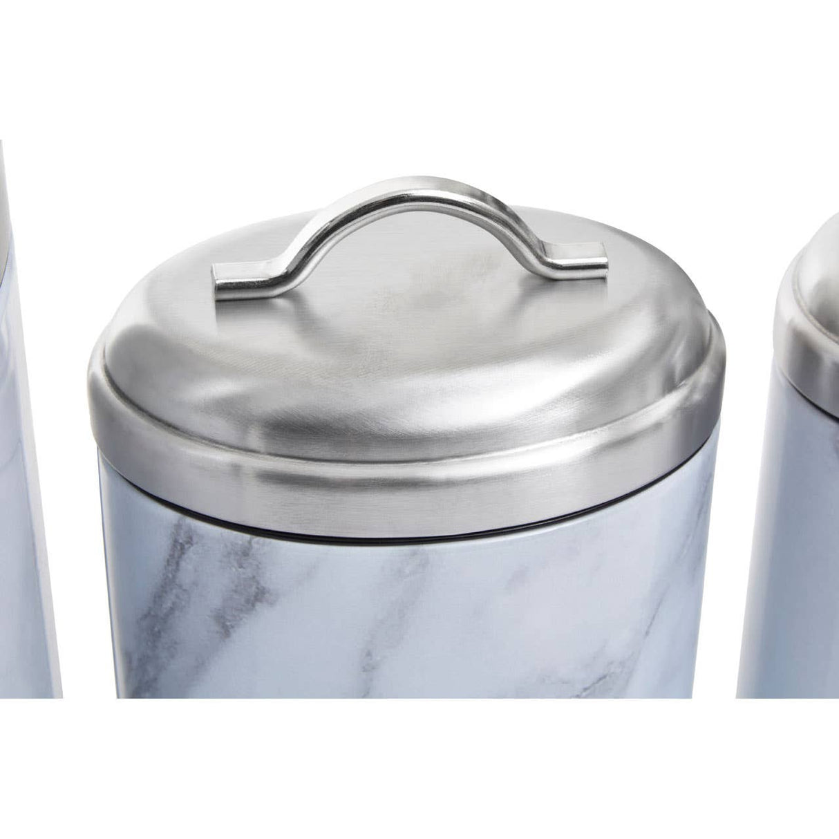 4Pc White Marble Effect Storage Set