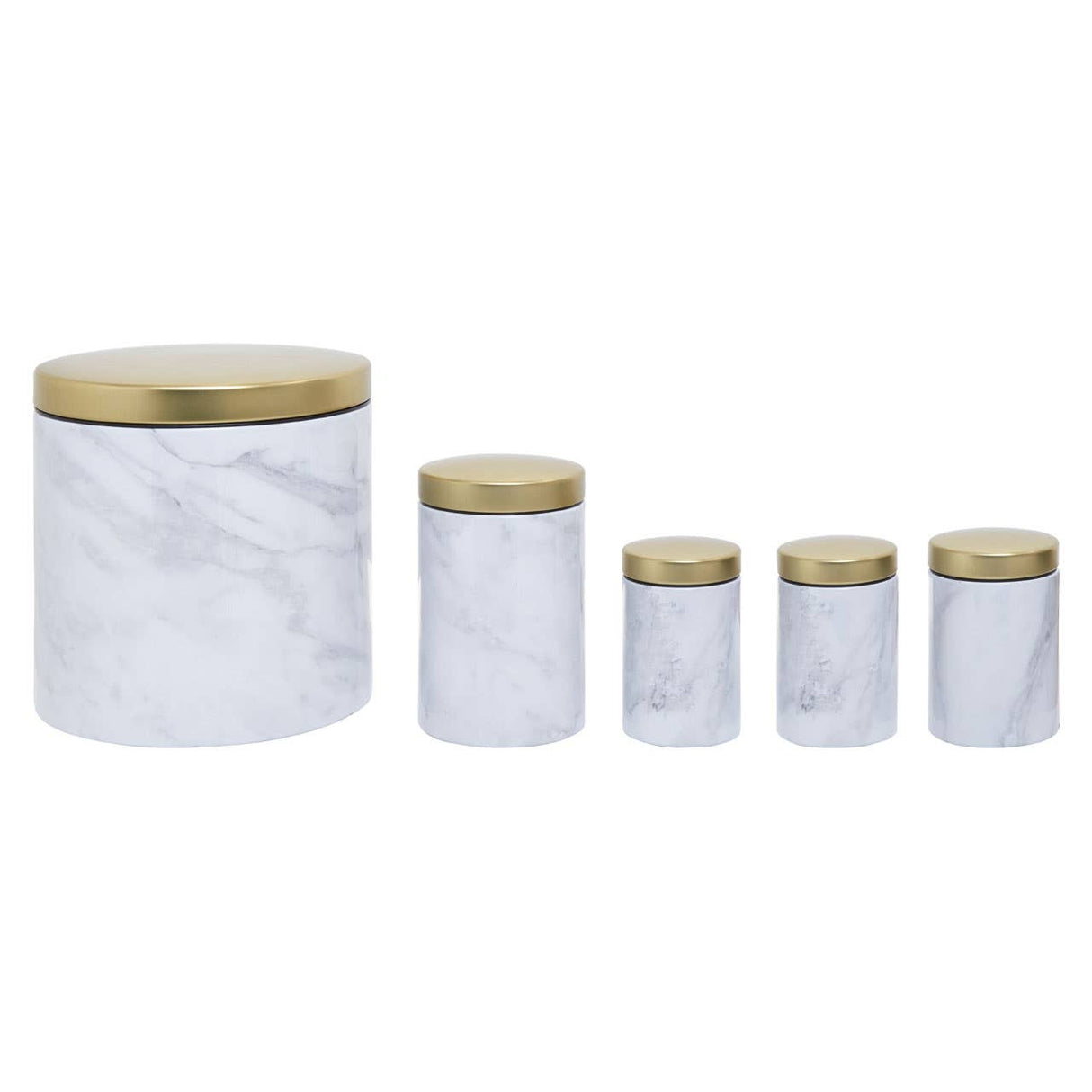5Pc White Marble Effect Storage Set