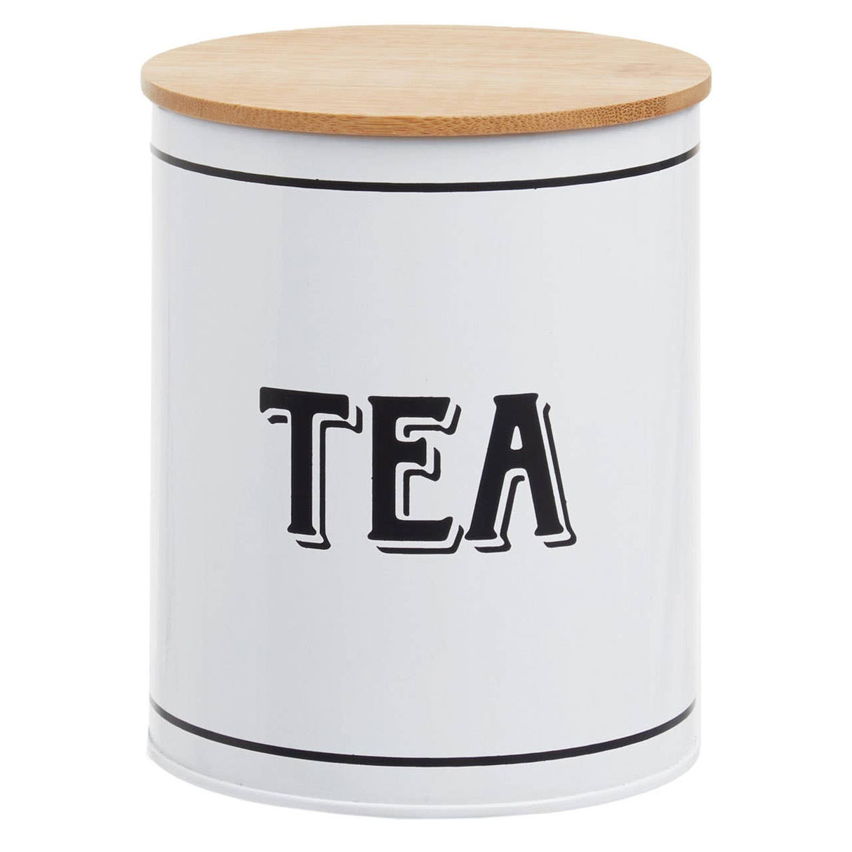 Grocer White Metal Tea Canister