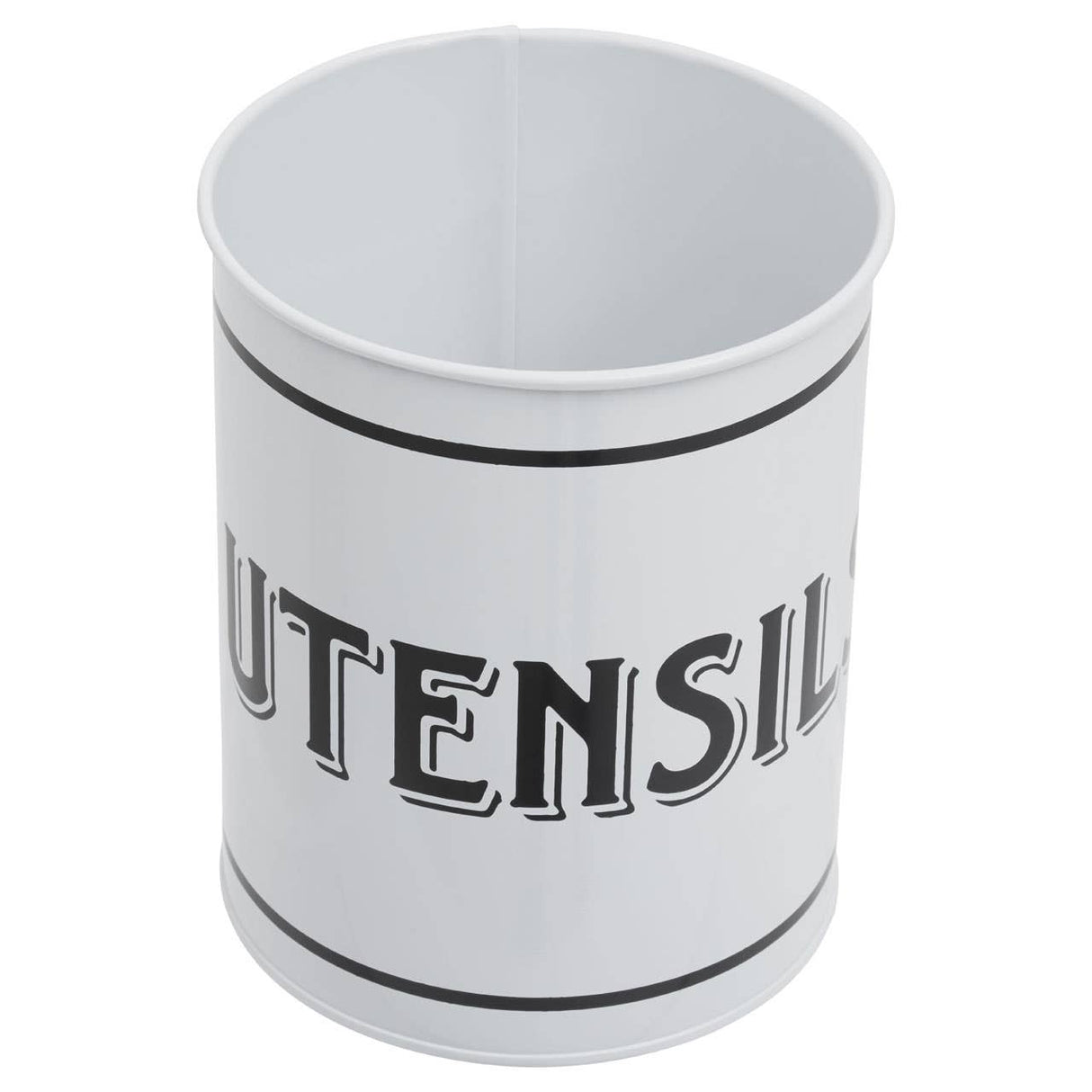 Grocer White Metal Utensil Holder
