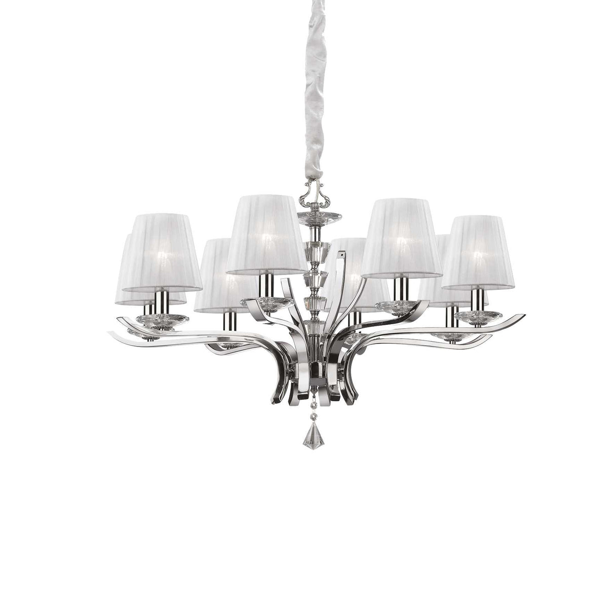 Pegaso 8-Light Chrome Chandelier with Elegant Shades