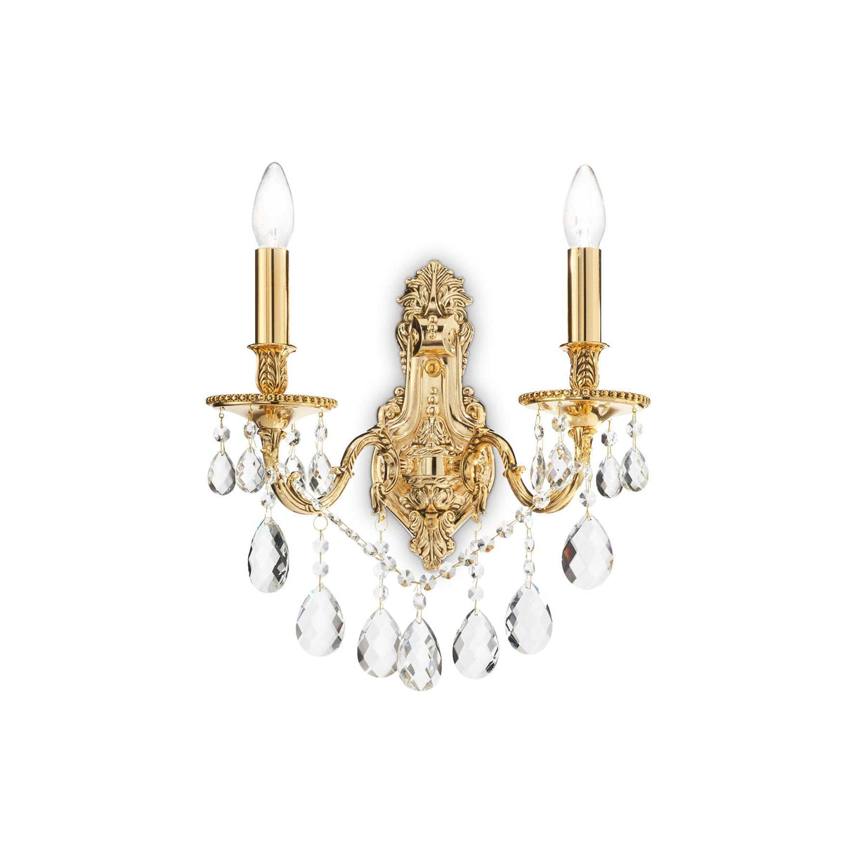 Gioconda Elegance: Opulent Gold Wall Sconce with Diamante Accents