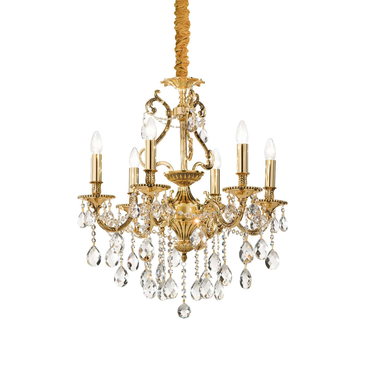 Elegant Gioconda Gold Chandelier with Diamante Design - 6 Light Classic Pendant
