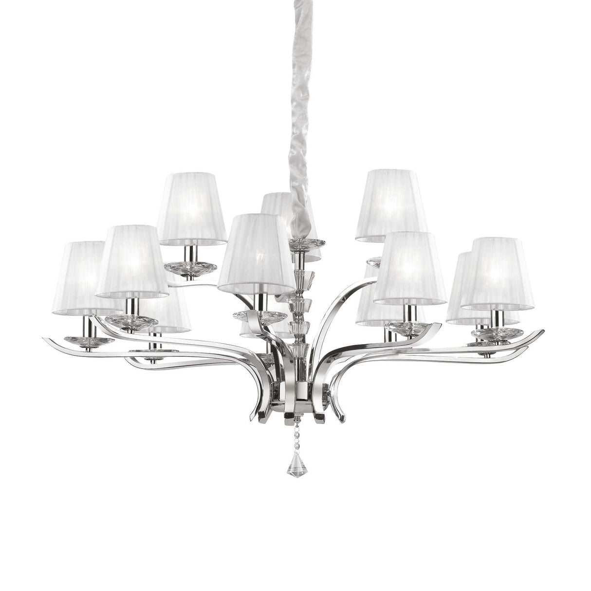 Opulent Pegaso 12-Light Chrome Chandelier with Classic Shades