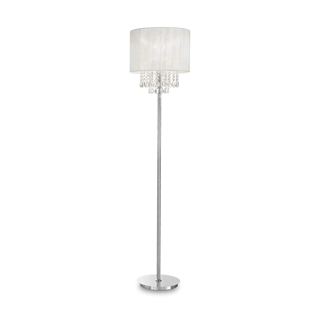 Contemporary Elegance Crystal Floor Lamp with Ivory Shade
