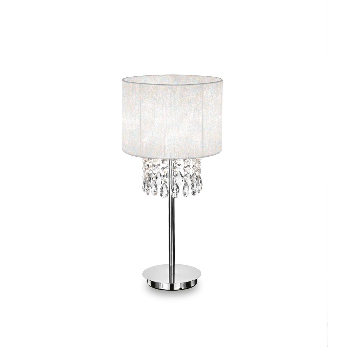 Elegant Crystal Table Lamp with White Fabric Shade