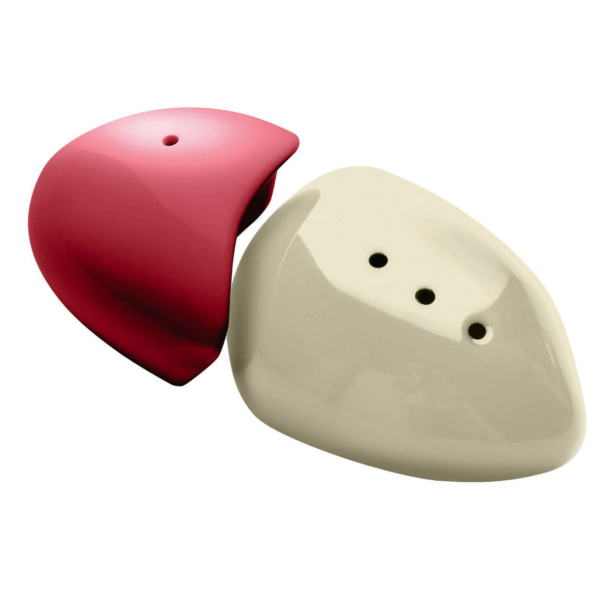 Red and Cream Pebble Salt and Pepper