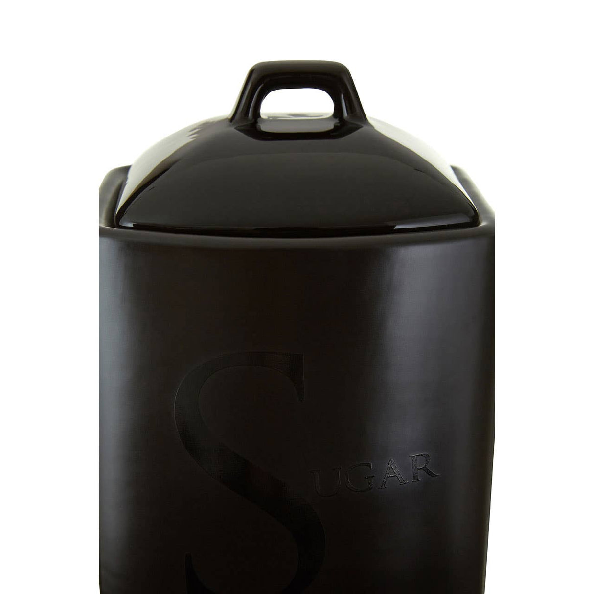 Black Text Sugar Jar