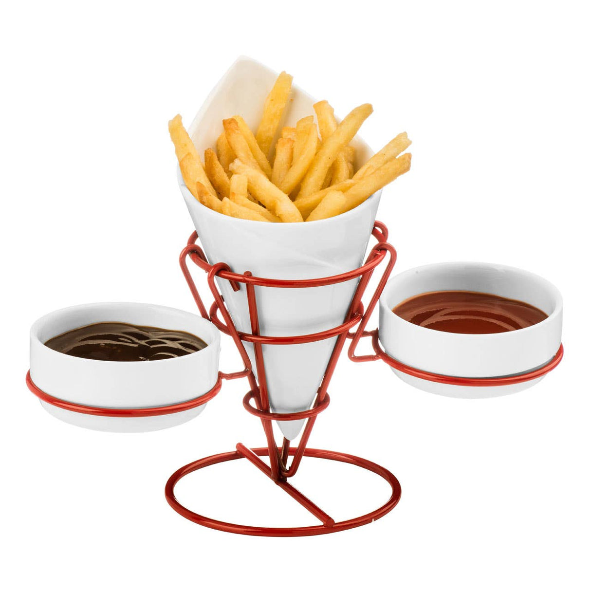 Red French Fry Cone With 2 Dip Dishes