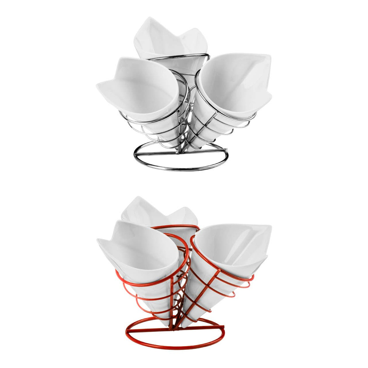 French Fry 3 Cones Set With Red Metal Stand